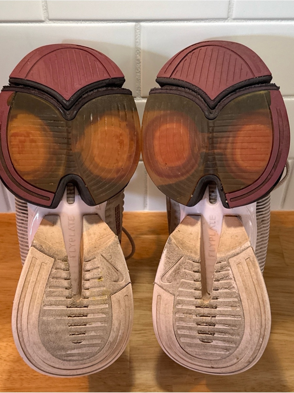 Nike Women's Slip-On Athletic Shoes in Beige and Burgundy - Picture 12 of 14